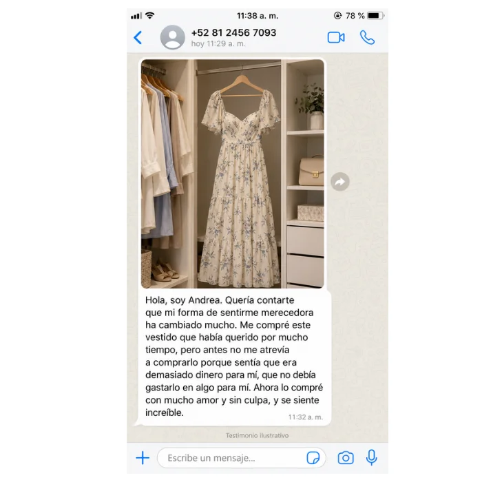 Captura de WhatsApp: Andrea cuenta que ahora se compra lo que quiere sin sentir culpa