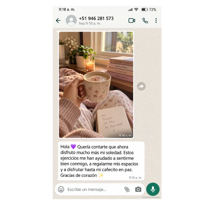 Captura de WhatsApp: una clienta dice que ahora disfruta su soledad y su cafecito en paz